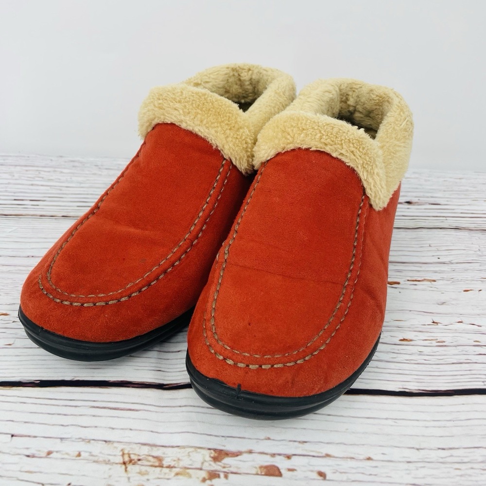 Women's Merrell Fleece Lined Casual Slip-On Moc Slipper Shoes Orange Size 8.5
